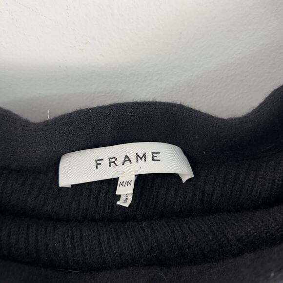 FRAME Off Shoulder Black Ruffled Collar Sweater Woman’s Size Medium Wool Blend - Picture 3 of 6